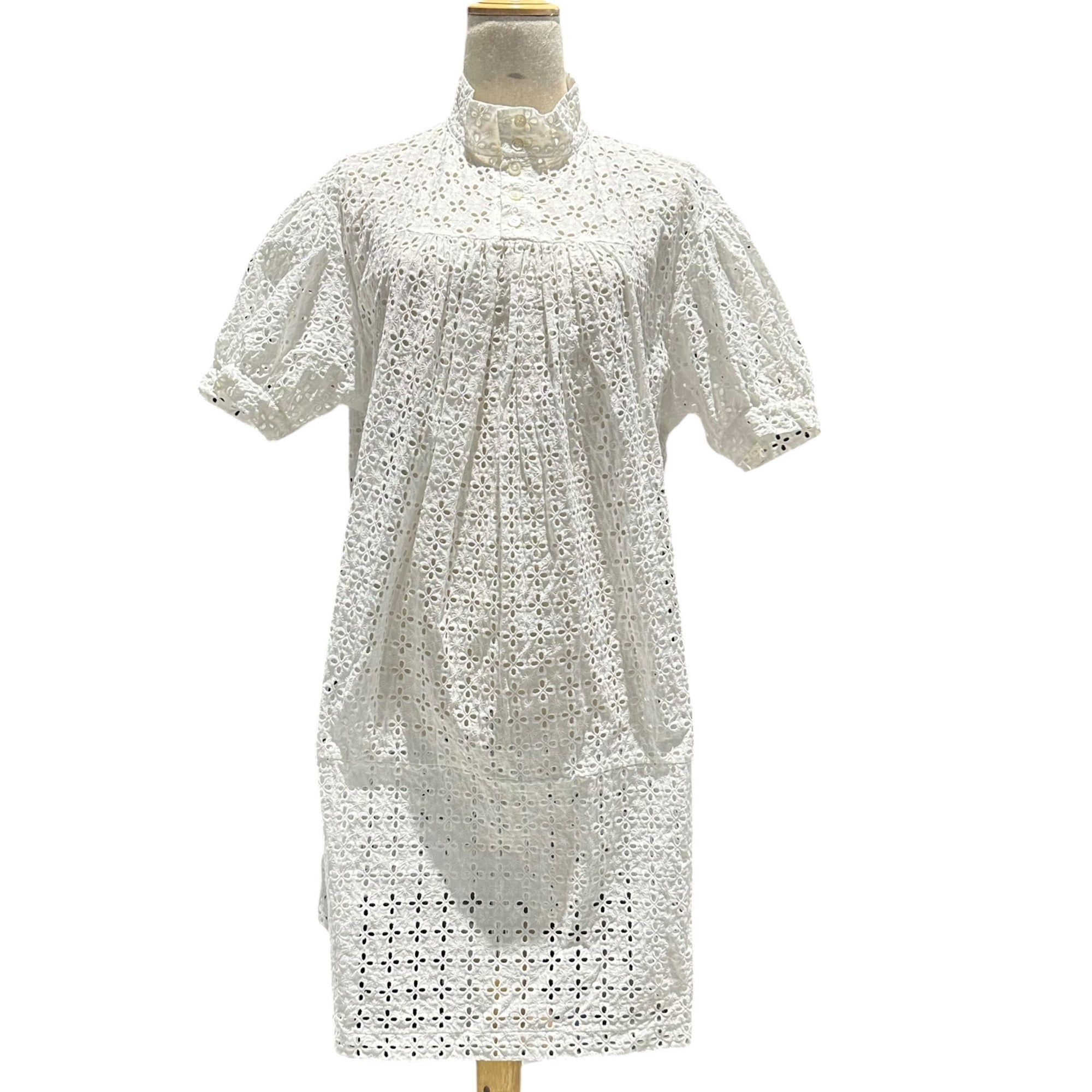 tricot COMME des GARCONS(トリココムデギャルソン) 09SS Cutwork Lace Front-Tuck Pullover Dress カットワーク レース フロント タック プルオーバー ワンピース TC-O028 M ホワイト AD2008
