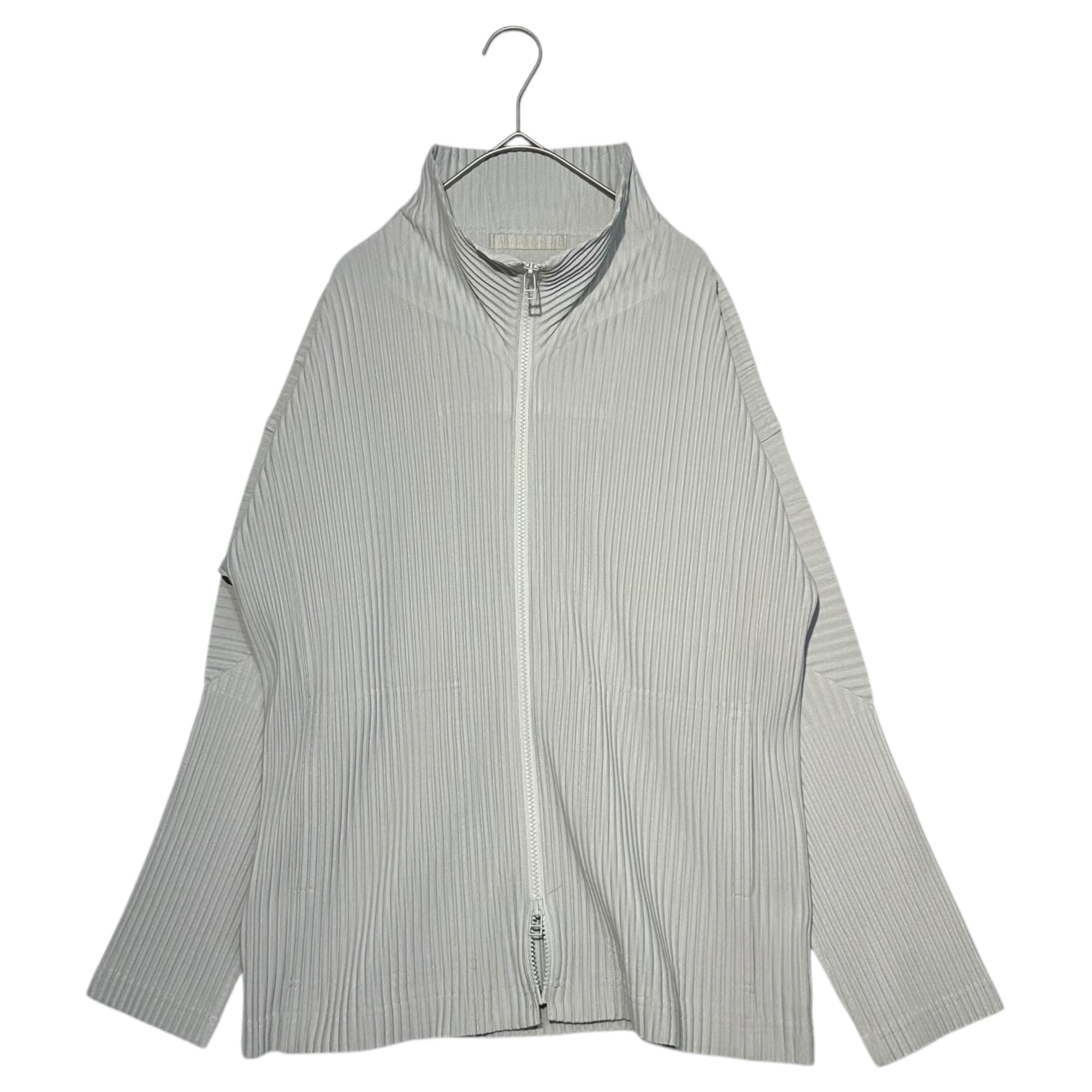 HOMME PLISSE ISSEY MIYAKE(オムプリッセイッセイミヤケ) Stand Collar Zip Up Pleated Shirt Jacket スタンドカラー ジップアップ プリーツ シャツ ジャケット HP55JL140 2(M程度) グレー