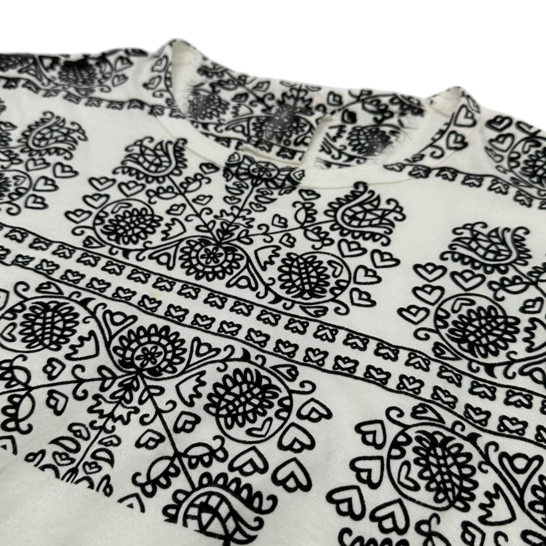 TAO COMME des GARCONS(タオコムデギャルソン) 09AW Flower Flocky Print T-Shirt フラワー フロッキー プリント Tシャツ 3D-T004 M ホワイト×ブラック AD2009