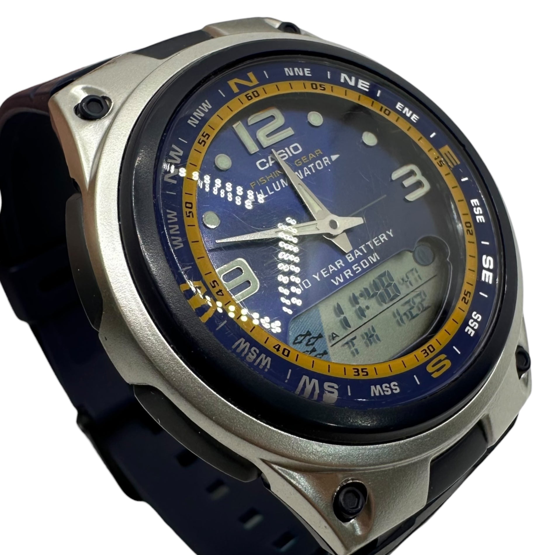 CASIO(カシオ) フィッシングギア アナデジ タイドグラフ 腕時計 AW-82 シルバー×ネイビー デジタル