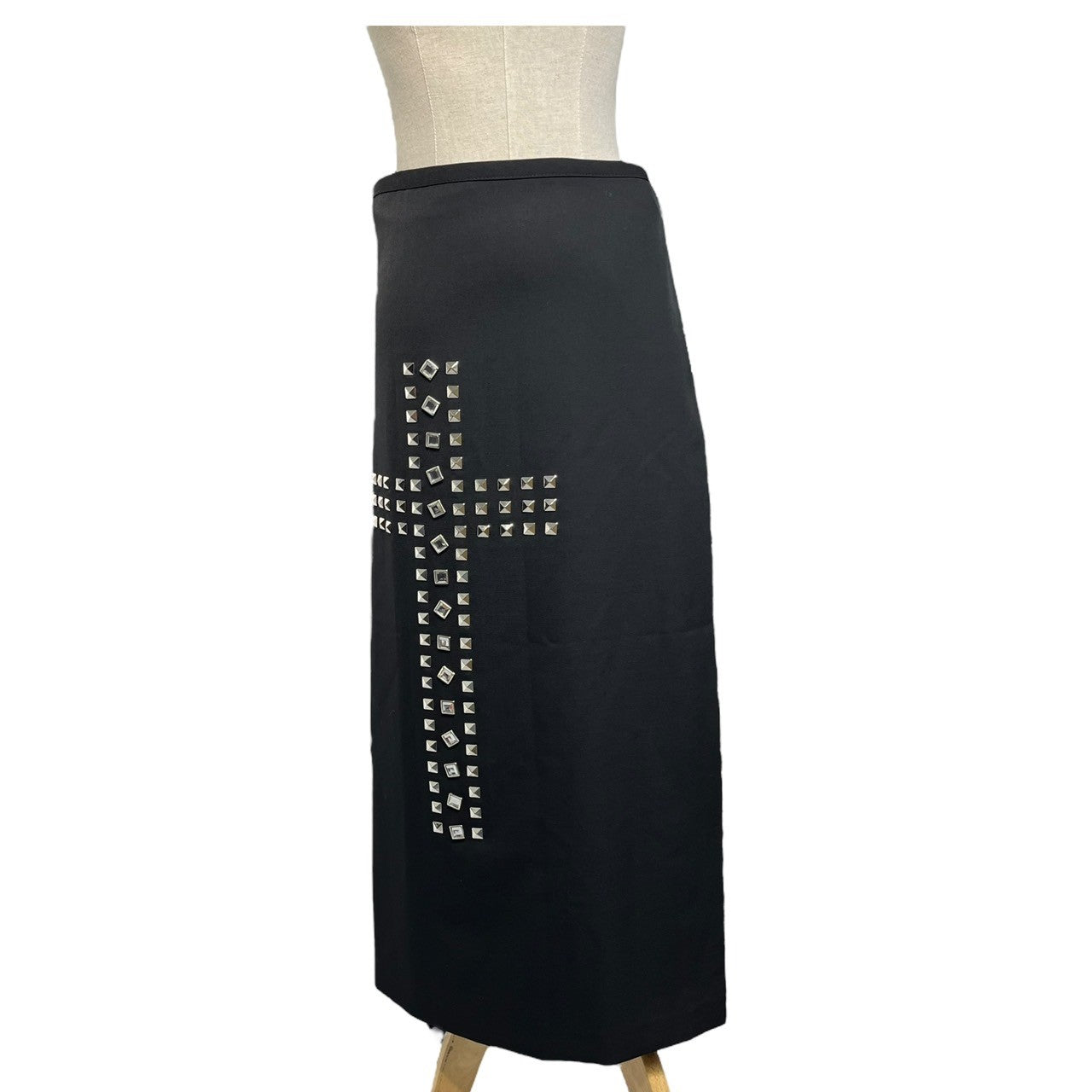 COMME des GARCONS(コムデギャルソン) 00AW Wool gabardine studded skirt ウールギャバジン スタッズ 巻きスカート GS-040750 FREE ブラック AD2000