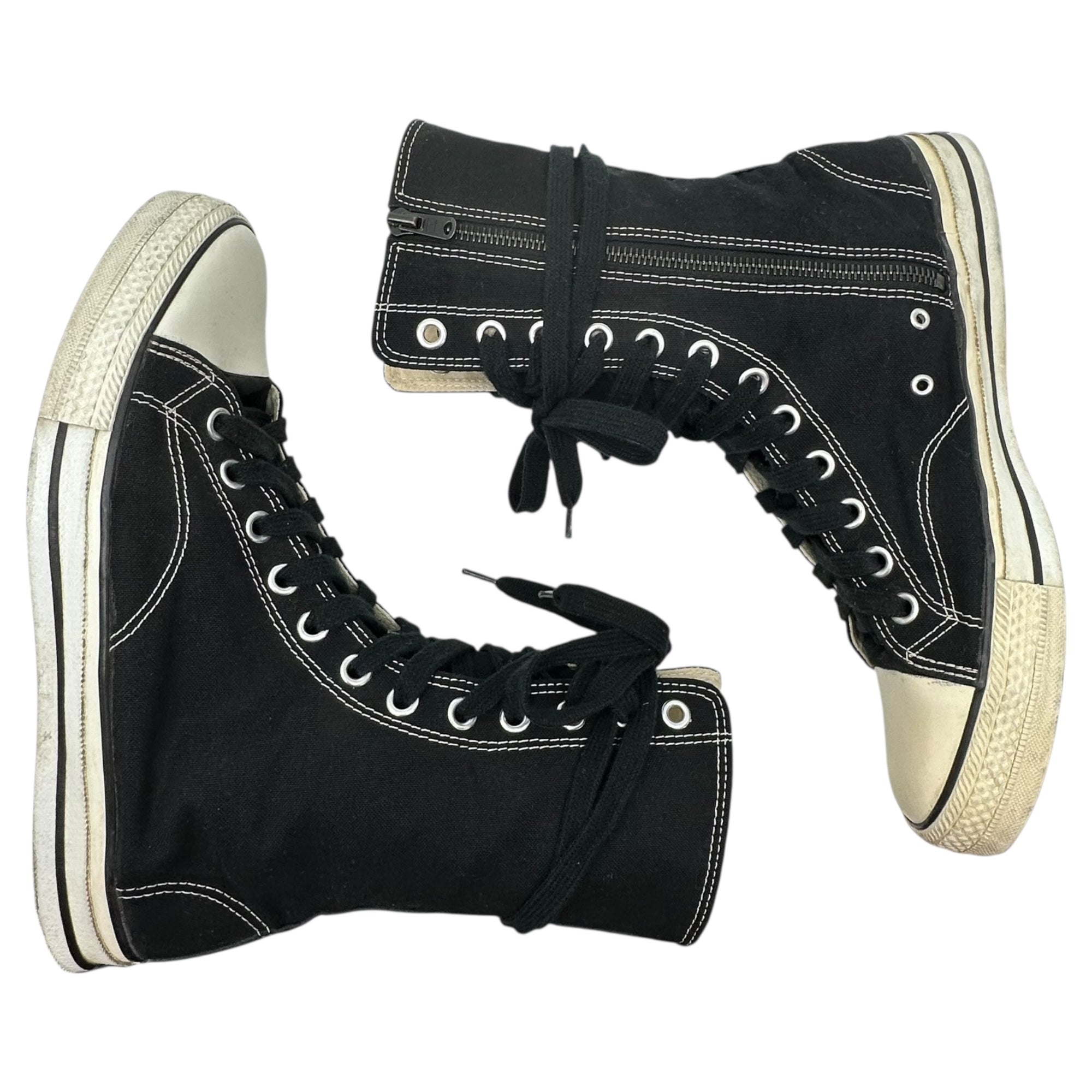 NUMBER (N)INE(ナンバーナイン) 04SS DREAM BABY DREAM期 Side-Zip High-Top Sneakers サイドジップ ハイカット スニーカー 8(26cm程度) ブラック×ホワイト アーカイブ