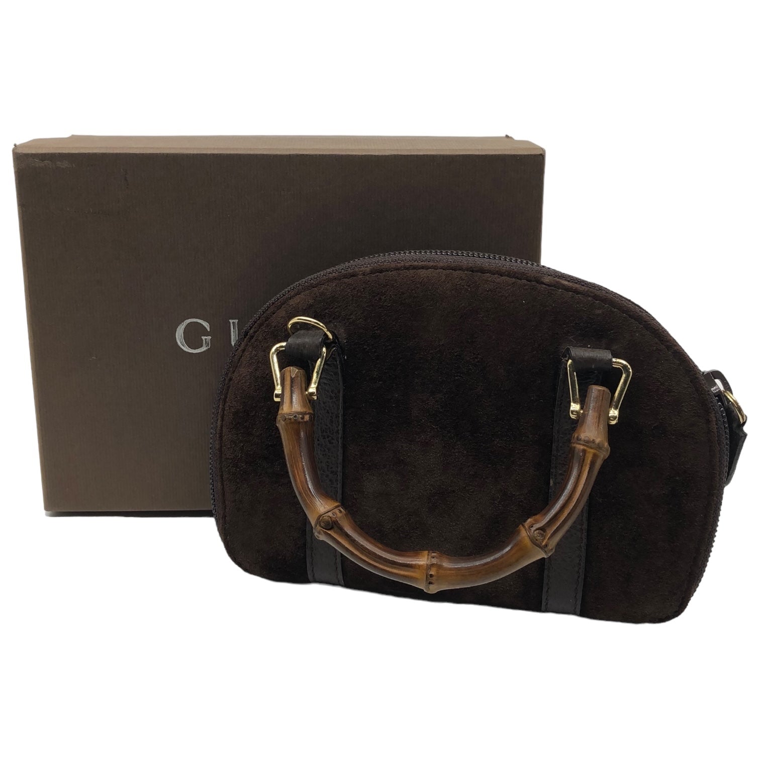 GUCCI(グッチ) OLD GUCCI 2WAY mini suede bamboo shoulder bag ミニ スウェード バンブー