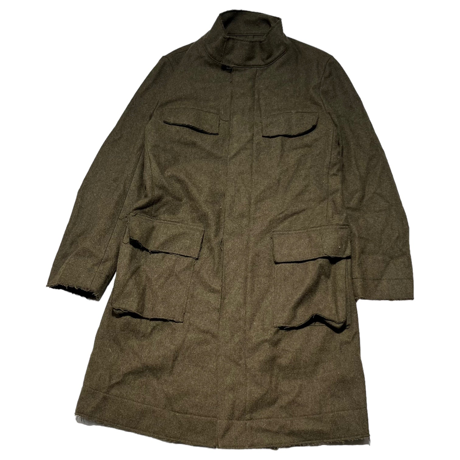 291295=HOMME(ニーキューイチニーキューゴーオム) military style wool coat ミリタリースタイル ウールコート L カーキ
