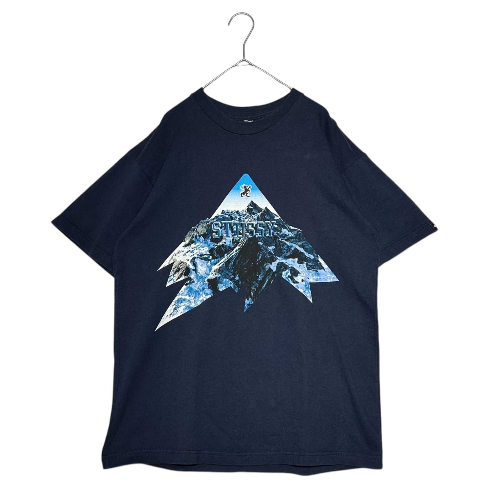 STUSSY(ステューシー) 00's USA made CUSTOMADE Mountain Print Logo Crew Neck T-Shirt カスタムメイド 山岳 プリント ロゴ クルーネック Tシャツ 表記無(M程度) ネイビー×ブルー USA製
