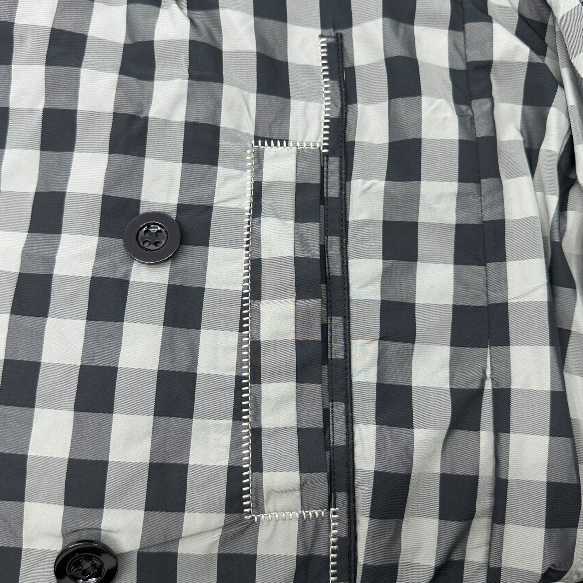 MARITHE FRANCOIS GIRBAUD(マリテフランソワジルボー) 00's Gingham Check Round Collar Double Coat ギンガム チェック 丸襟 ダブル コート F5-7180 M ブラック×グレー Y2K 変形