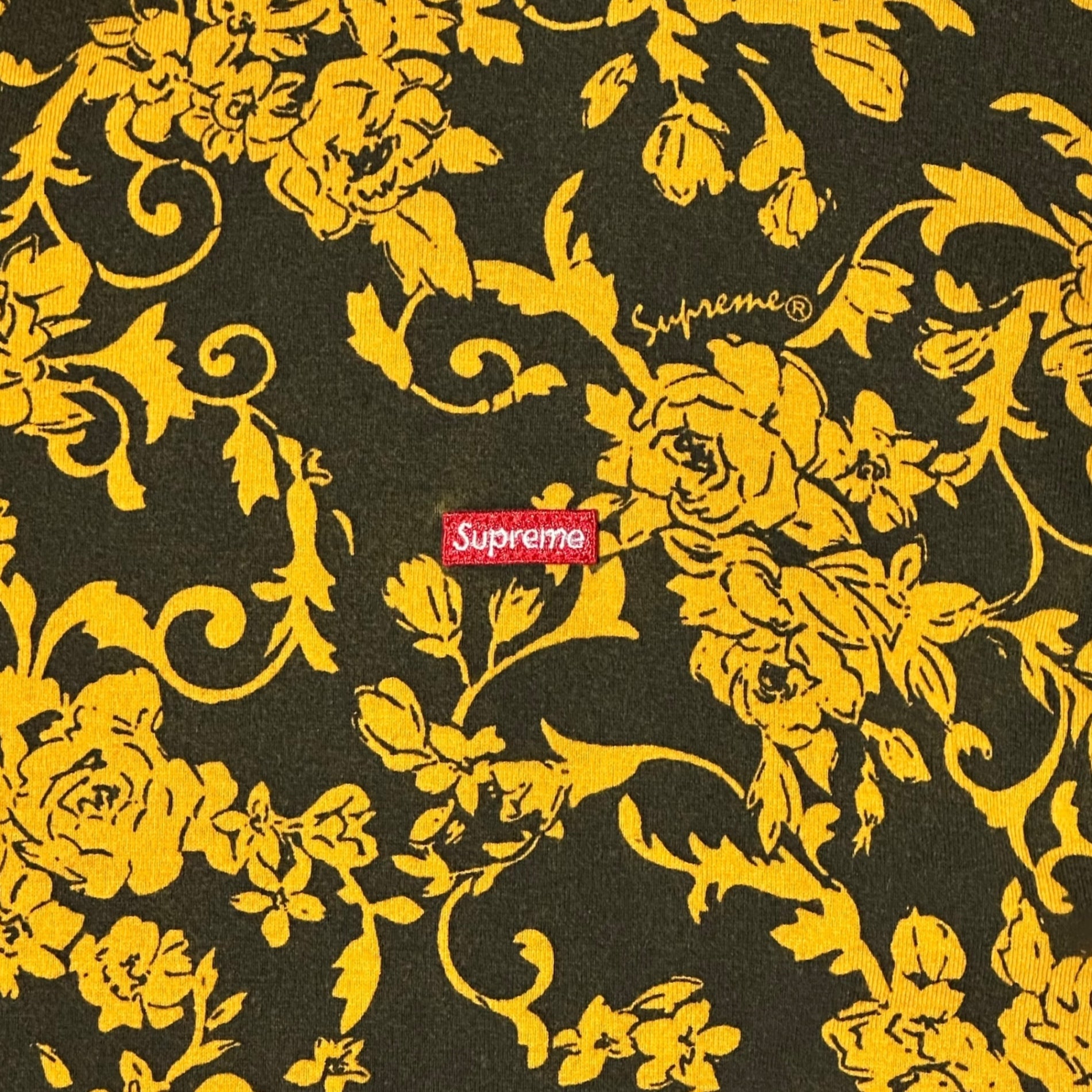 SUPREME(シュプリーム) 20SS Supreme Small Box Tee Black Floral スモール ボックスロゴ Tシャツ ブラック フローラル L イエロー×ブラック