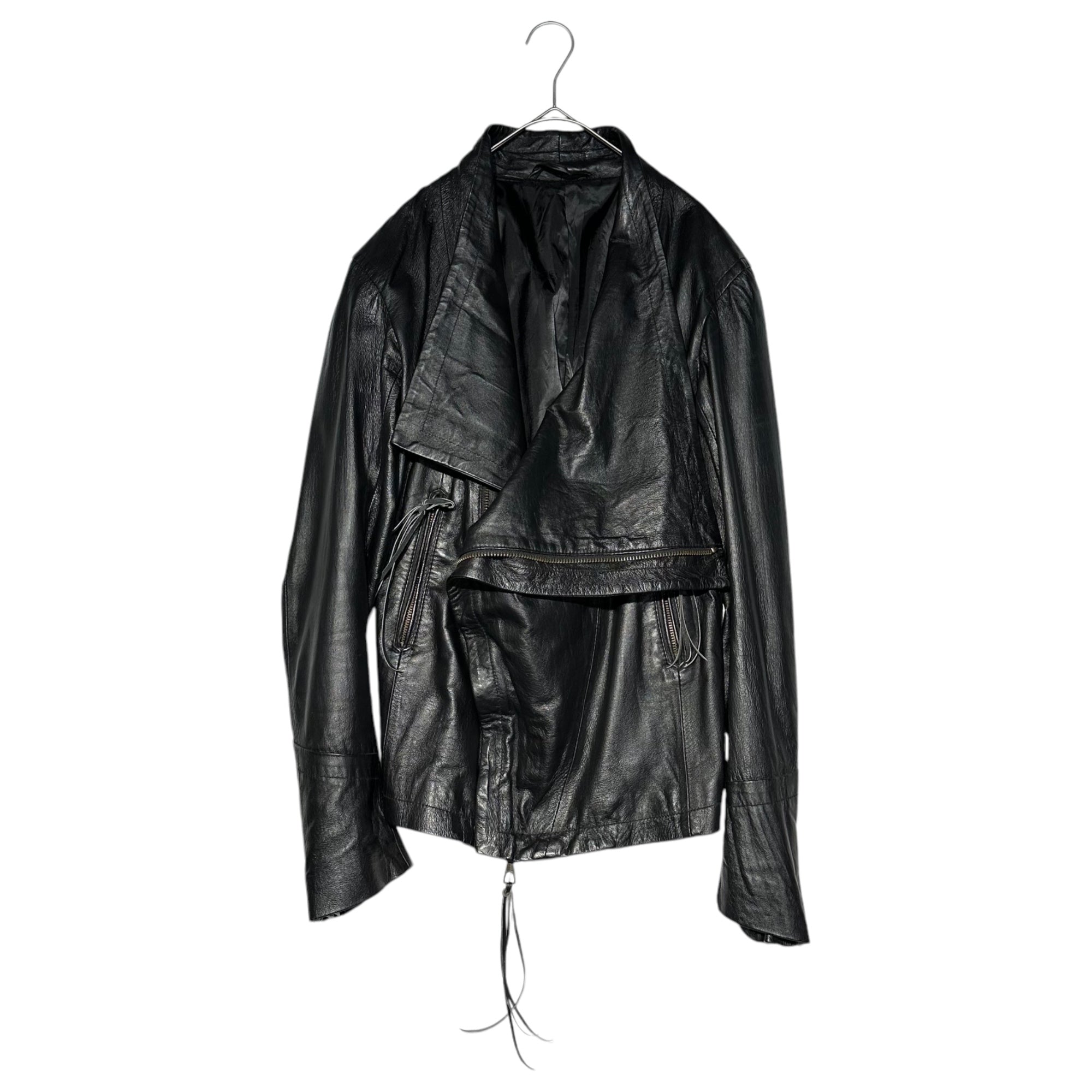 goa(ゴア) Deformed Gimmick Leather Double Riders Jacket 変易 ギミック ダブル ライダース ジャケット 35047084 1(S程度) ブラック Y2K 平成