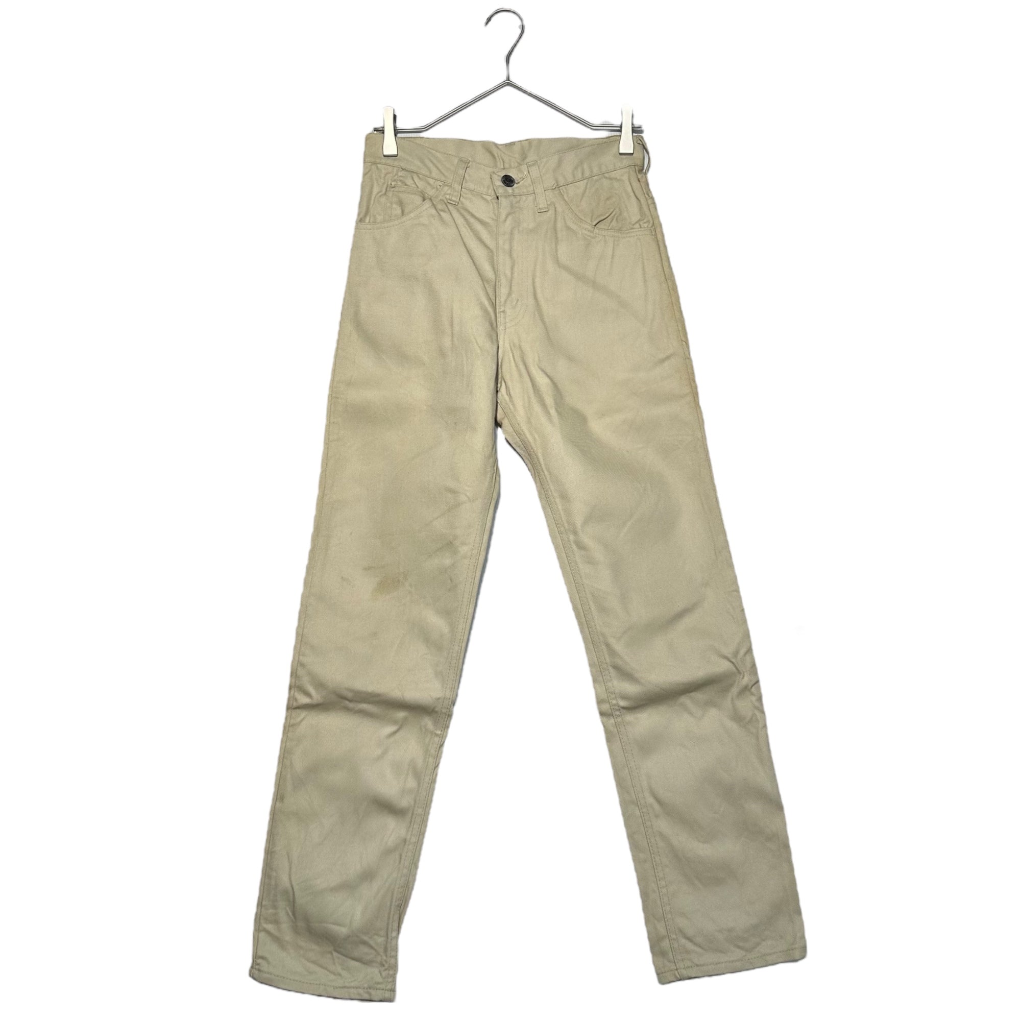 Levi's(リーバイス) 60's~70's 518 BIG E Vintage Cotton Pants ヴィンテージ カツラギ パンツ 実寸72cm(W28程度) ベージュ 裏ボタン10 42TALON 白タブ 70年代
