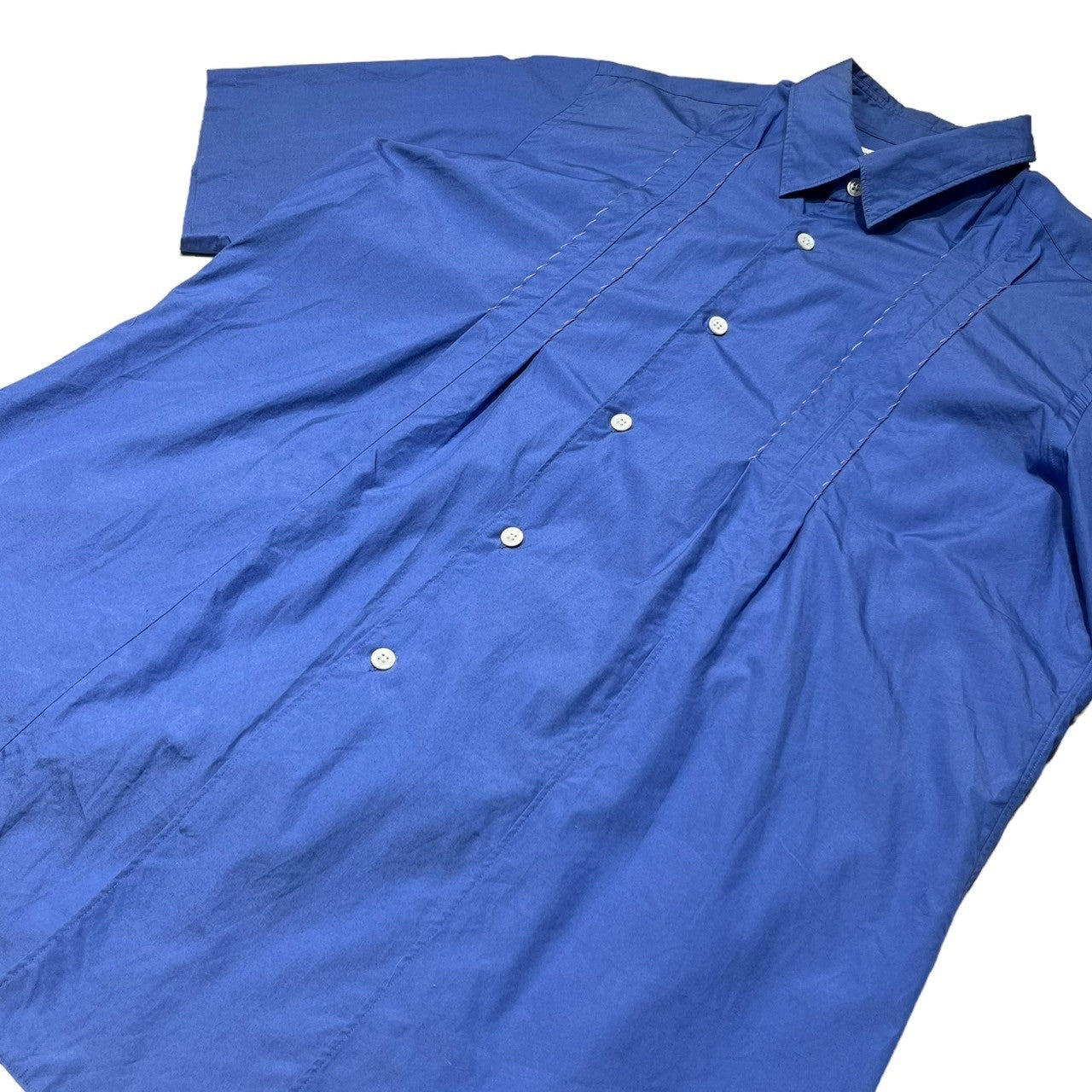 COMME des GARCONS HOMME HOMME(コムデギャルソンオムオム) 00SS Old vertical line cotton short sleeve shirt オールド縦ラインコットン半袖シャツ M ブルー 00's AD1999 IB-100290