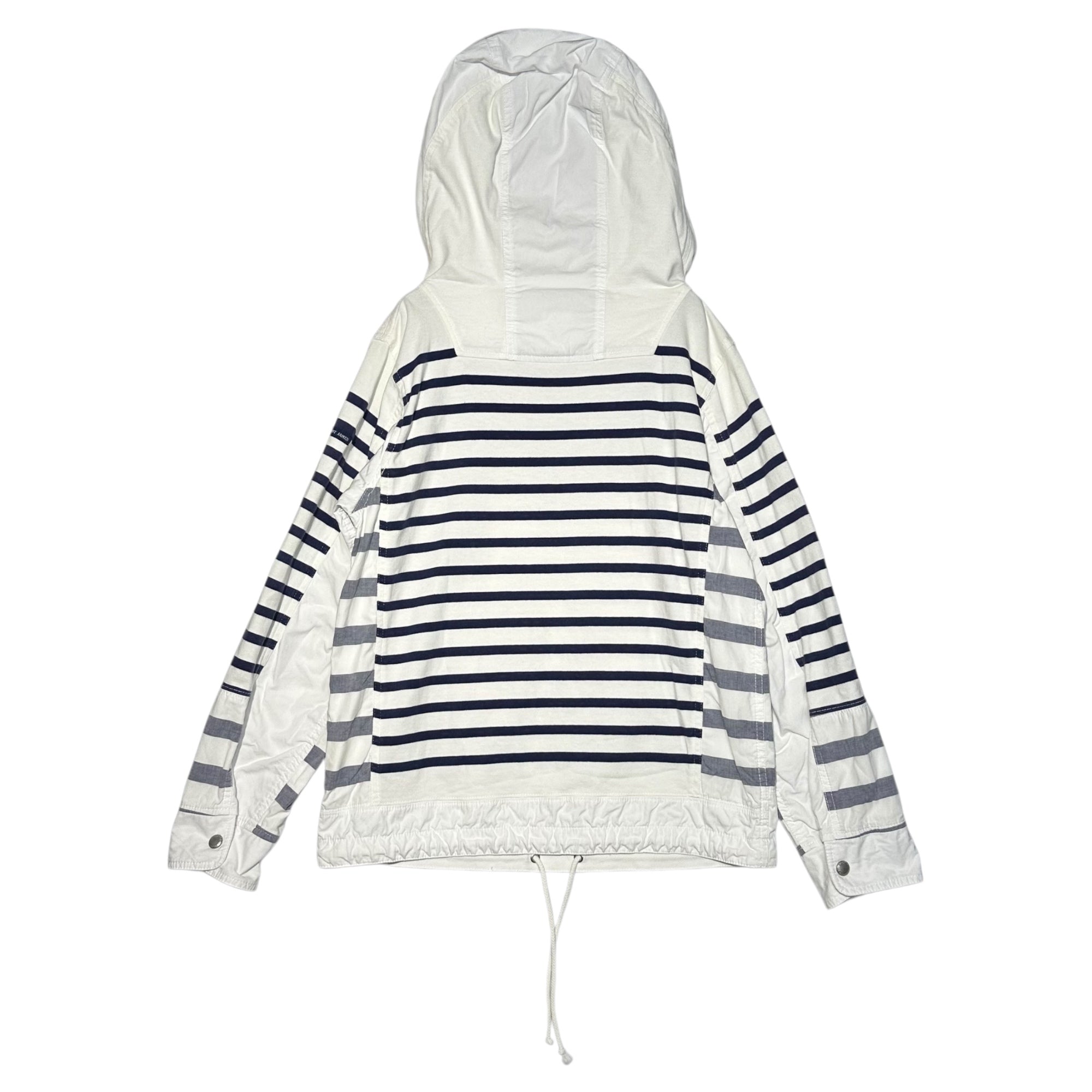 CdG JUNYA WATANABE MAN×SAINT JAMES(コムデギャルソンジュンヤワタナベマン×セントジェームス) 11SS Striped Lace-up Anorak Hoodie ボーダー レースアップ アノラック パーカー WG-J411 XS ホワイト×ネイビー AD2010