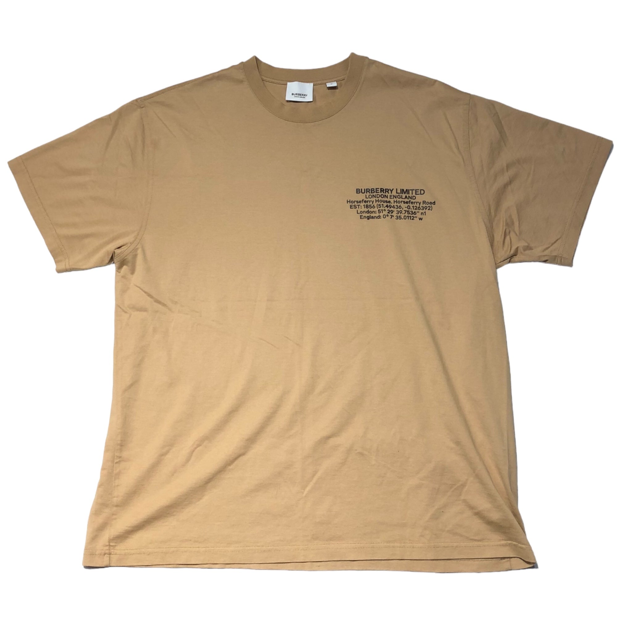 BURBERRY(バーバリー) Location Print Cotton Oversized T-shirt ロケーションプリント オーバーサイズ Tシャツ 8043275/71E M ベージュ×ブラック