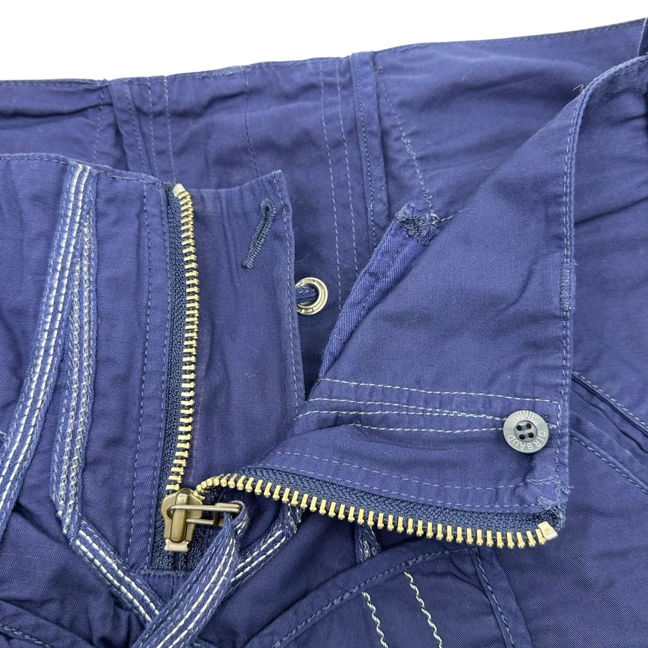 MARITHE FRANCOIS GIRBAUD(マリテフランソワジルボー) 00's Front Ribbon Back Pockets Cropped Colored Pants フロントリボン バックポケット クロップド カラー パンツ M6-2177 L ネイビー Y2K ギミック