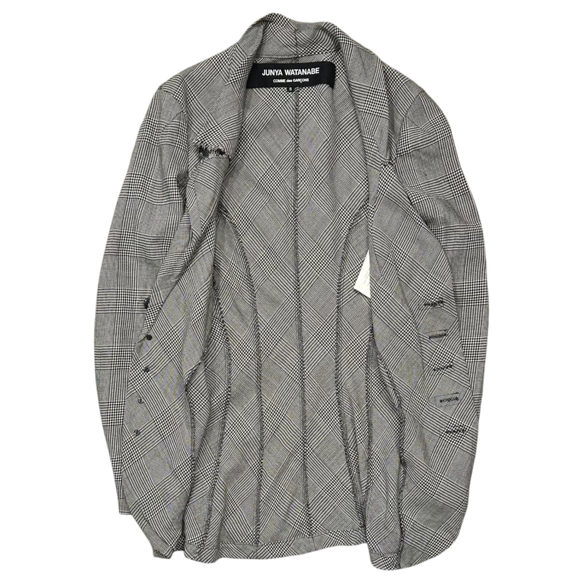 JUNYA WATANABE COMME des GARCONS(ジュンヤワタナベコムデギャルソン) 2004SS Glen Check Wool/Nylon 5-Button Jacket グレンチェック ウール ナイロン 5ボタン ジャケット JM-J038 S グレー×ホワイト AD2003 00s アーカイブ