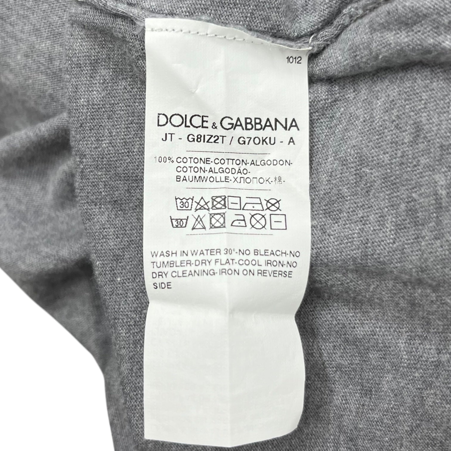 DOLCE&GABBANA(ドルチェ&ガッバーナドルガバ) Logo print reconstruction T-shirt ロゴ プリント 再構築 切替 Tシャツ G8IZ2T G7OKU 46(M程度) ホワイト×グレー