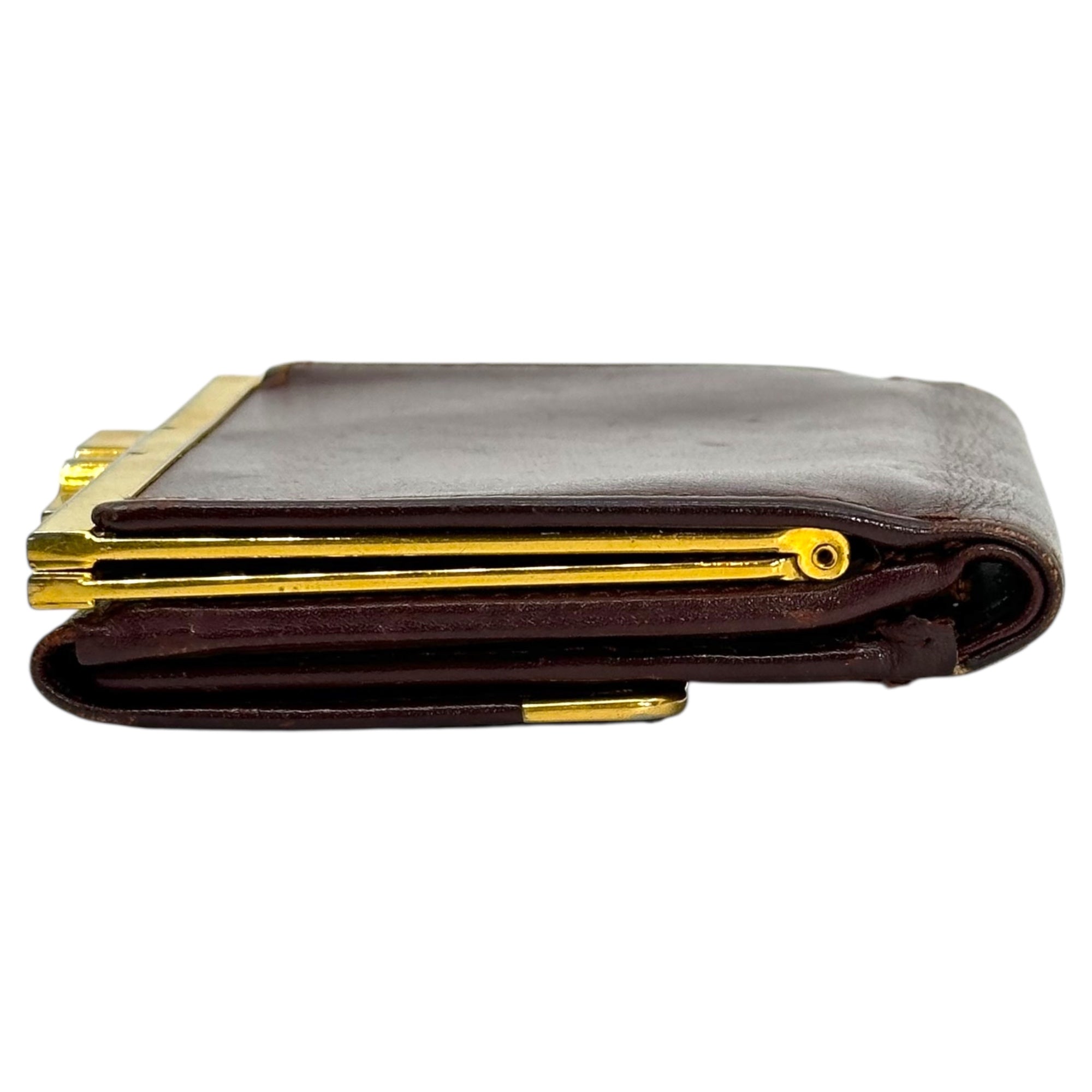 Cartier(カルティエ) Foldable wallet with snap closure がま口 三つ折り 財布 ボルドー