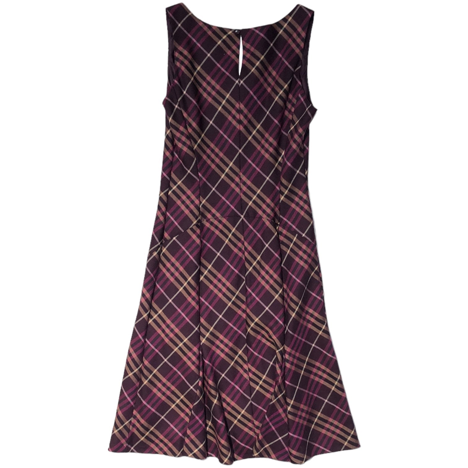 BURBERRY BLUE LABEL(バーバリーブルーレーベル) バーバリー チェック ノースリーブ フレア ワンピース ひざ丈 FMF08-671-36 38(M程度) パープル