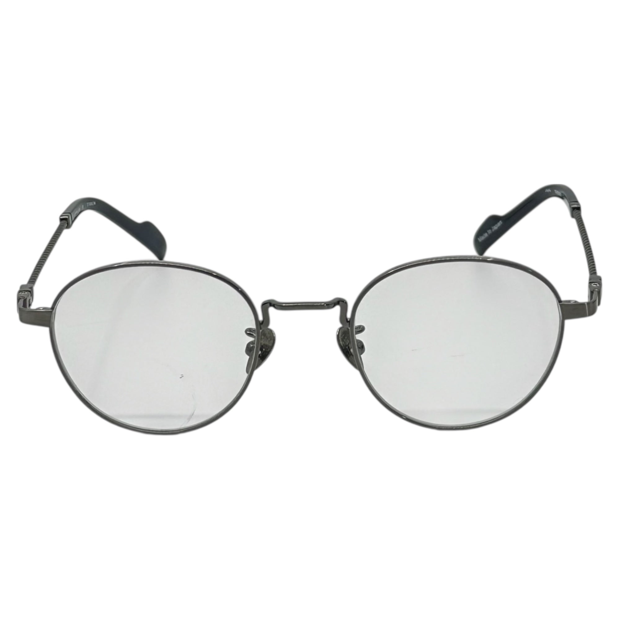 YOHJI YAMAMOTO(ヨウジヤマモト) Round Screw-Temple Glasses - Brush Gun Metal ラウンド スクリュー テンプル メガネ 19-0029-2 47□21-140 シルバー 鯖江 サングラス 眼鏡 TITANIUM