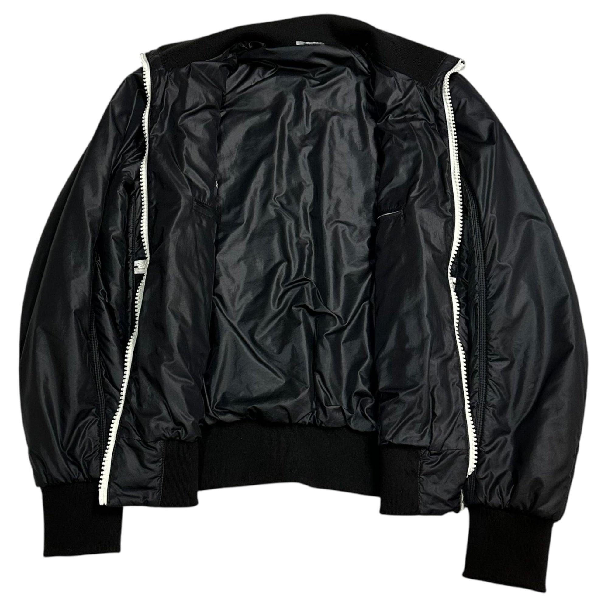 DOLCE&GABBANA(ドルチェ&ガッバーナドルガバ) 00's Big Zip Bicolor Ribbed Zip-up Cotton Blouson 00年代 ビッグジップ バイカラー リブ ジップアップ 中綿 ブルゾン G9G86T/FUMN4 44(XS) ブラック×ホワイト Y2K
