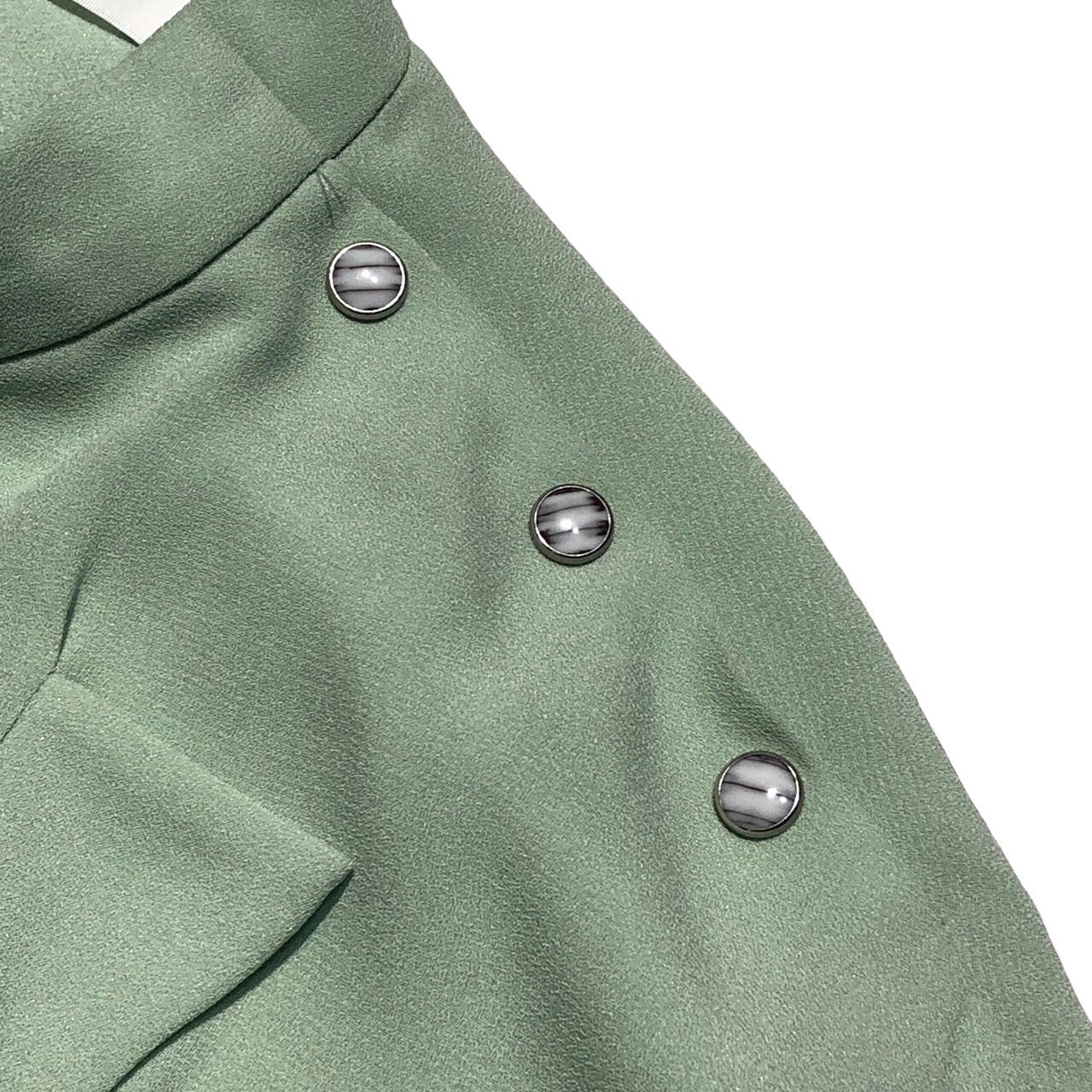 TOGA PULLA(トーガプルラ) mock neck ruffle blouse モック ネック フリル ブラウス カットソー 長袖 ミント グリーン 36(S程度)