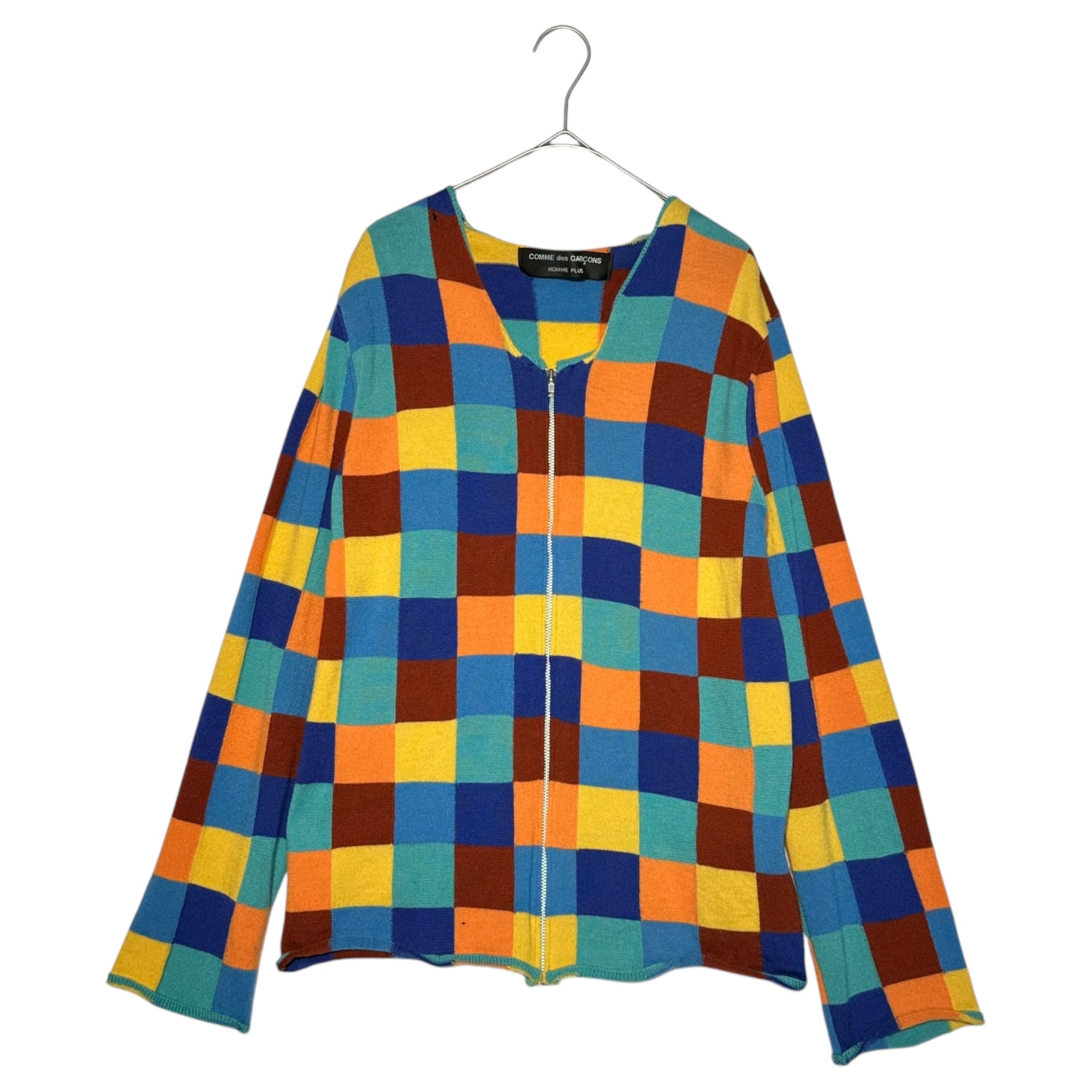 COMME des GARCONS HOMME PLUS(コムデギャルソンオムプリュス) 01AW panel check cardigan/パネルチェックカーディガン/00s/ヴィンテージ PC-N037 表記なし(S~M程度) ミックス サイケ期 コレクションランウェイ着用アイテム