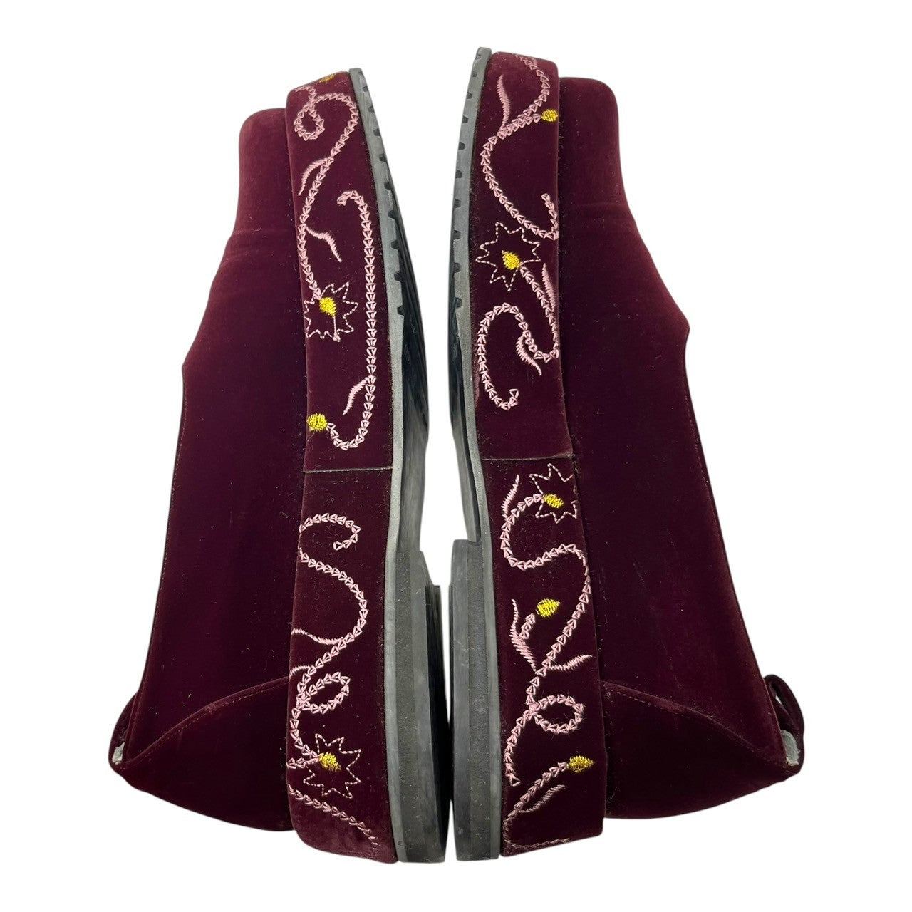 CAMPER(カンペール) Velor platform embroidered pumps ベロア 厚底 刺繍 パンプス 36(23cm~23.5cm程度) ワインレッド スリッポン シューズ