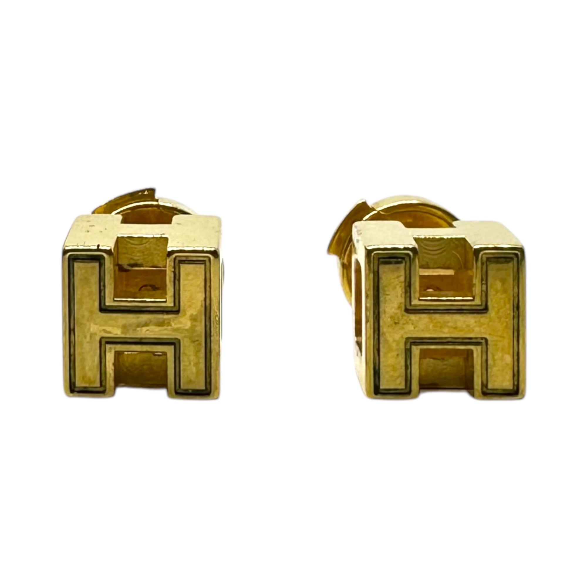 HERMES(エルメス) H cube caged ash earrings Hキューブ カージュドアッシュ ピアス 両耳 ゴールド 箱付