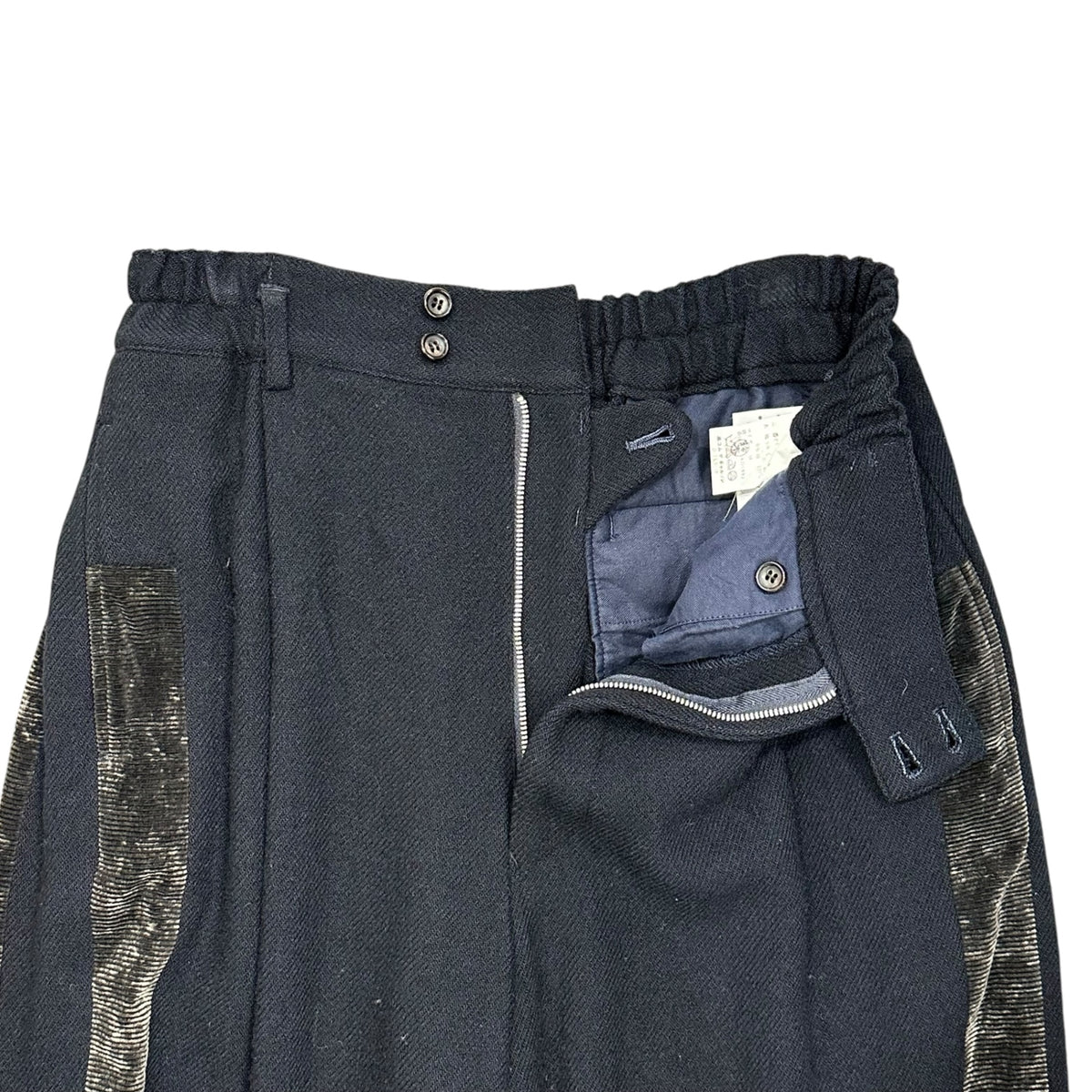 COMME des GARCONS HOMME PLUS(コムデギャルソンオムプリュス) 1996AW ”traditional” Wool-blend corduroy side-stripe pants コーデュロイ サイドライン ウール ワイド パンツ PP-04038 M ネイビー×グレー 90's 90年代 モッズ期 スラックス AD1996