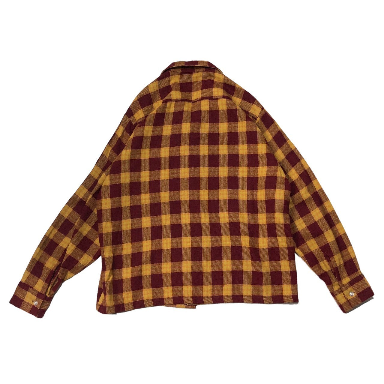 beaver shirt company(ビーバーシャツカンパニー) 80's ~ 90's Wool blend open collar shirt ウールブレンド オープンカラー シャツ ヴィンテージ M レッド×オレンジ 推定80年代~90年代