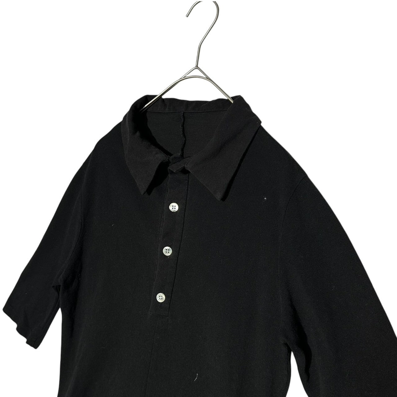 YOHJI YAMAMOTO(ヨウジヤマモト) Old Cotton Linen 4 Button Polo Shirt オールド コットン リネン 4ボタン ポロシャツ 3(M~L程度) ブラック