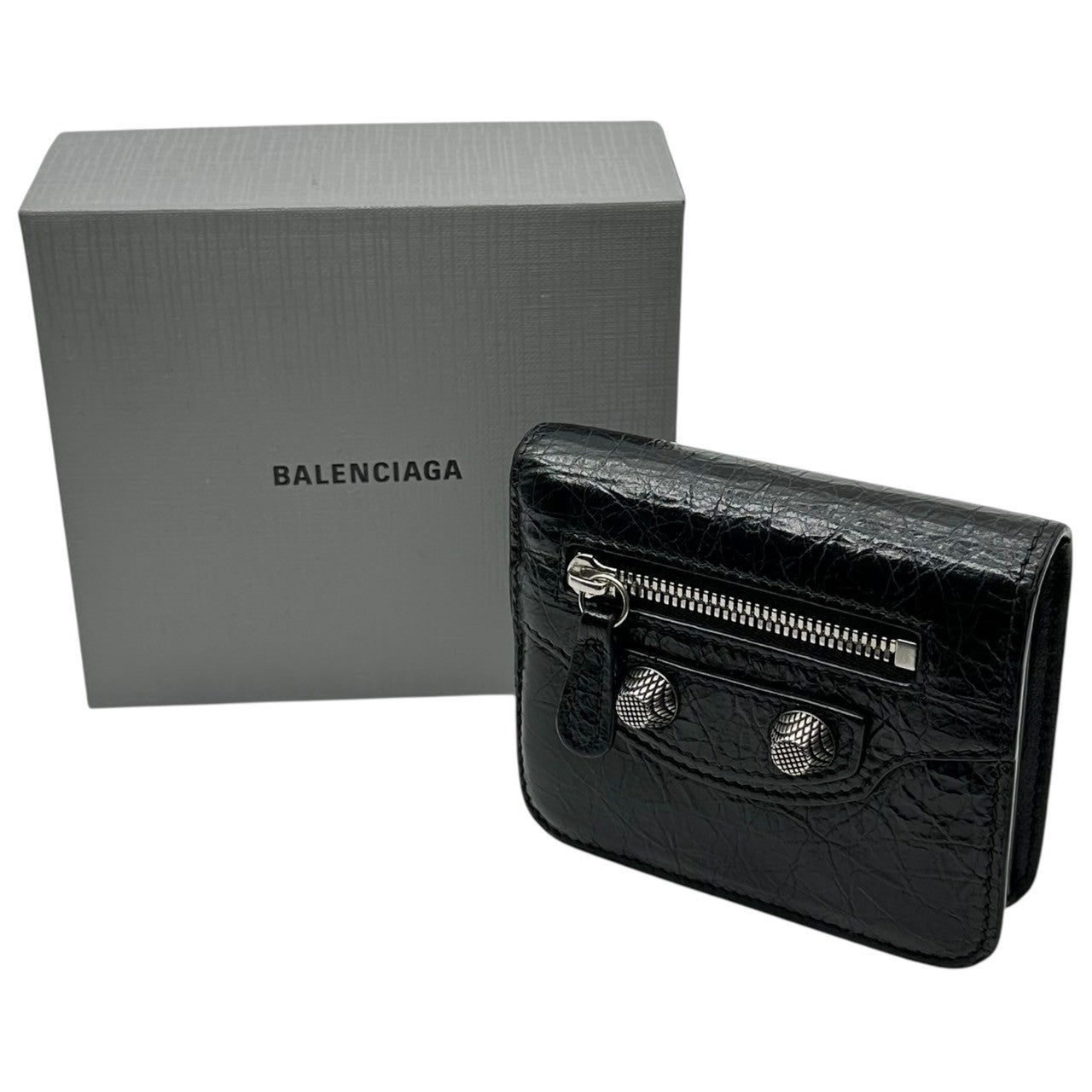 BALENCIAGA(バレンシアガ) Le Cagole Mini ル カゴール ミニ ウォレット ブラック コンパクト 三つ折り 財布 箱付