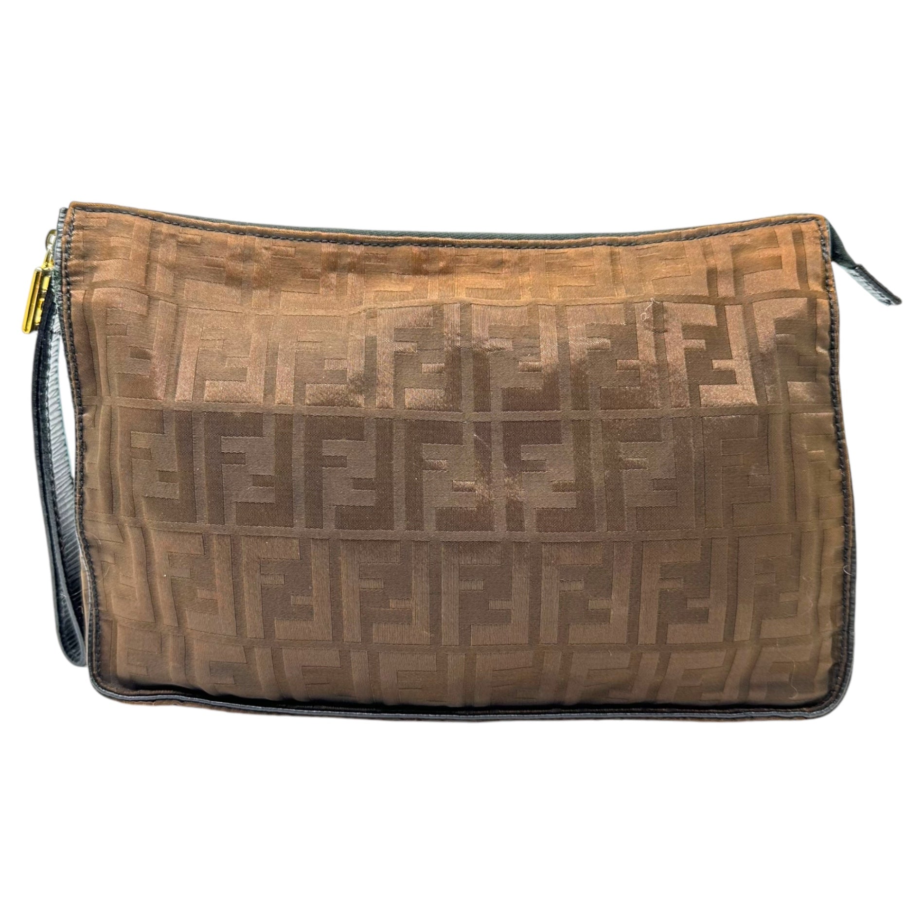 FENDI(フェンディ) Vintage zucca pattern nylon pouch ヴィンテージ ズッカ柄 ナイロン ポーチ ブラウン セカンド バッグ 総柄 OLD オールド