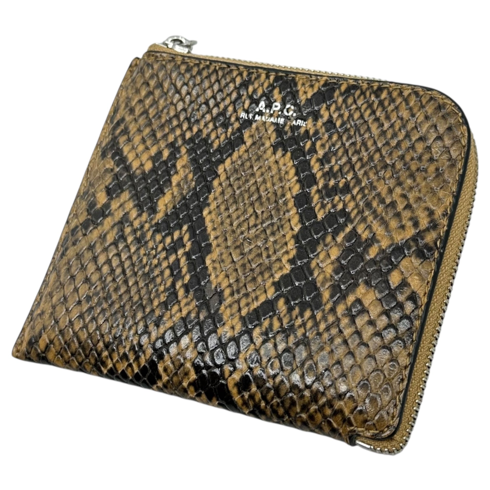 A.P.C.(アーペーセー) L-shaped zip python wallet L字ジップ パイソン型押し ウォレット 財布 ブラウン