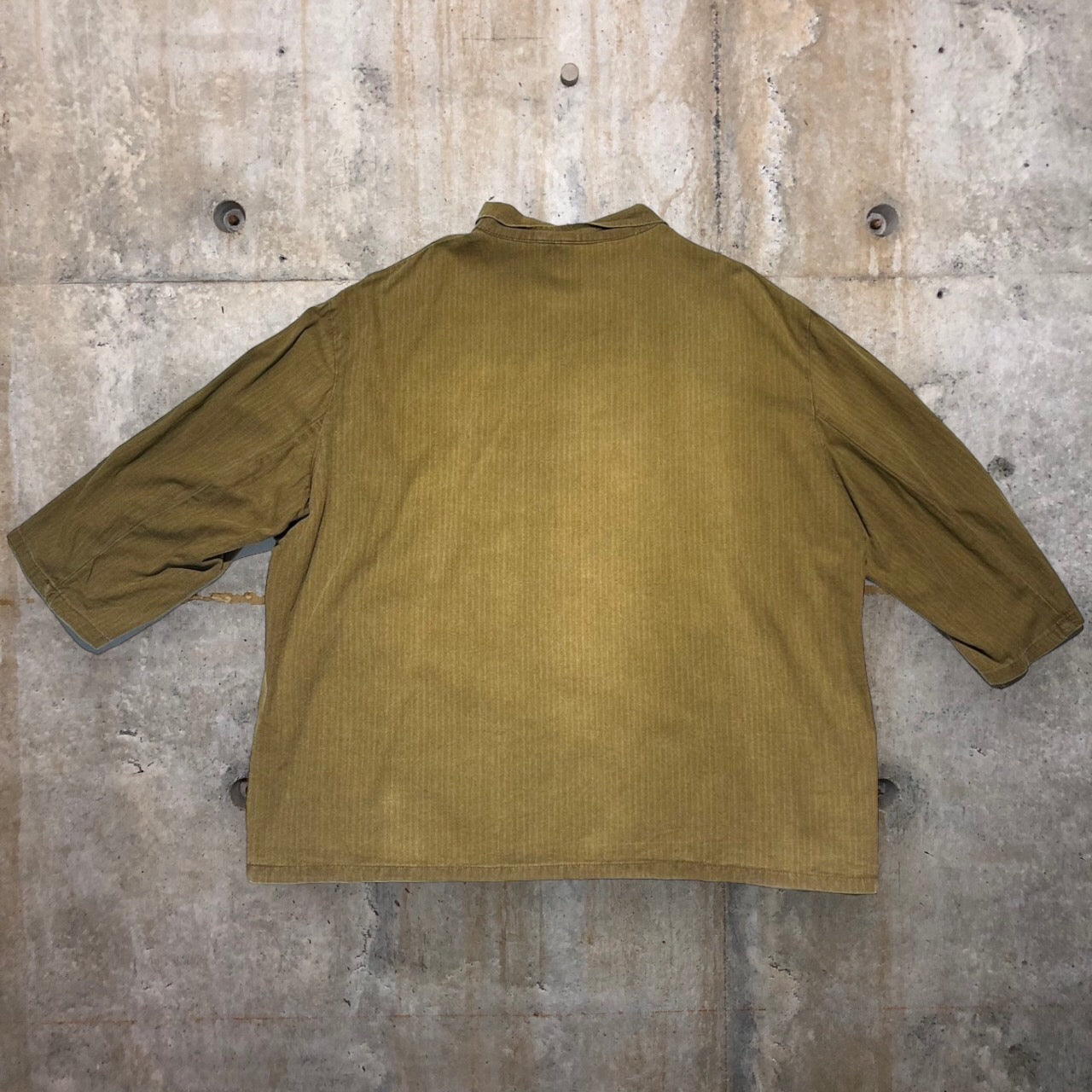 Czech army(チェコ軍) 80'sプルオーバーシャツ 表記なし(L程度) カーキ 7分袖リメイク