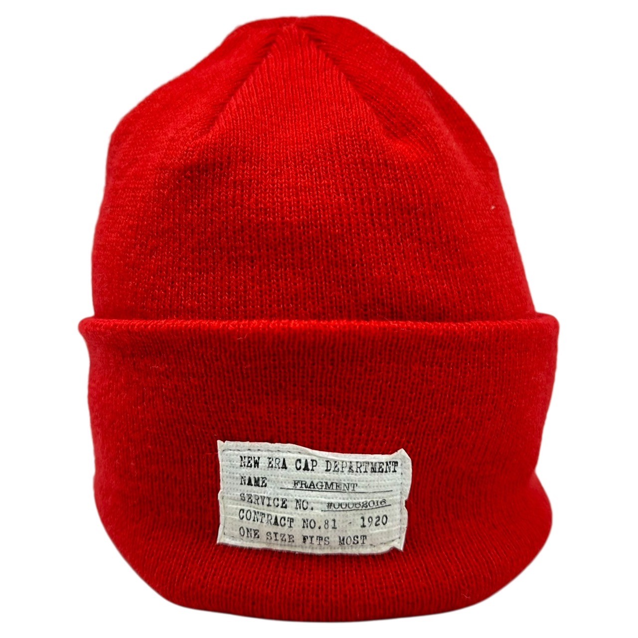 NEW ERA x Fragment Design(ニューエラ × フラグメント デザイン) Patch Logo Knit Cap パッチ ロゴ ニット帽 レッド×ホワイト