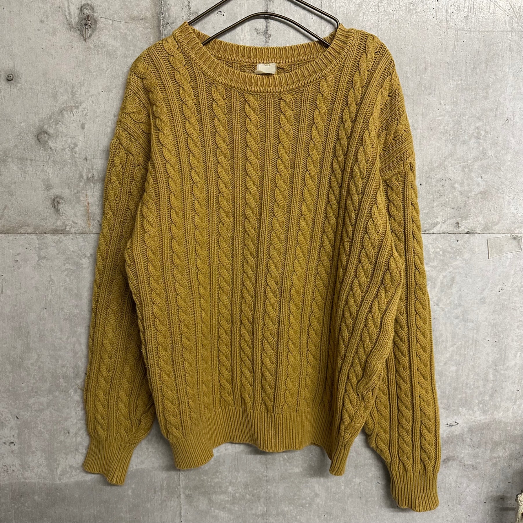 VINTAGE(ヴィンテージ) 90's cable knit pullover ケーブルニット プルオーバー FREE マスタード