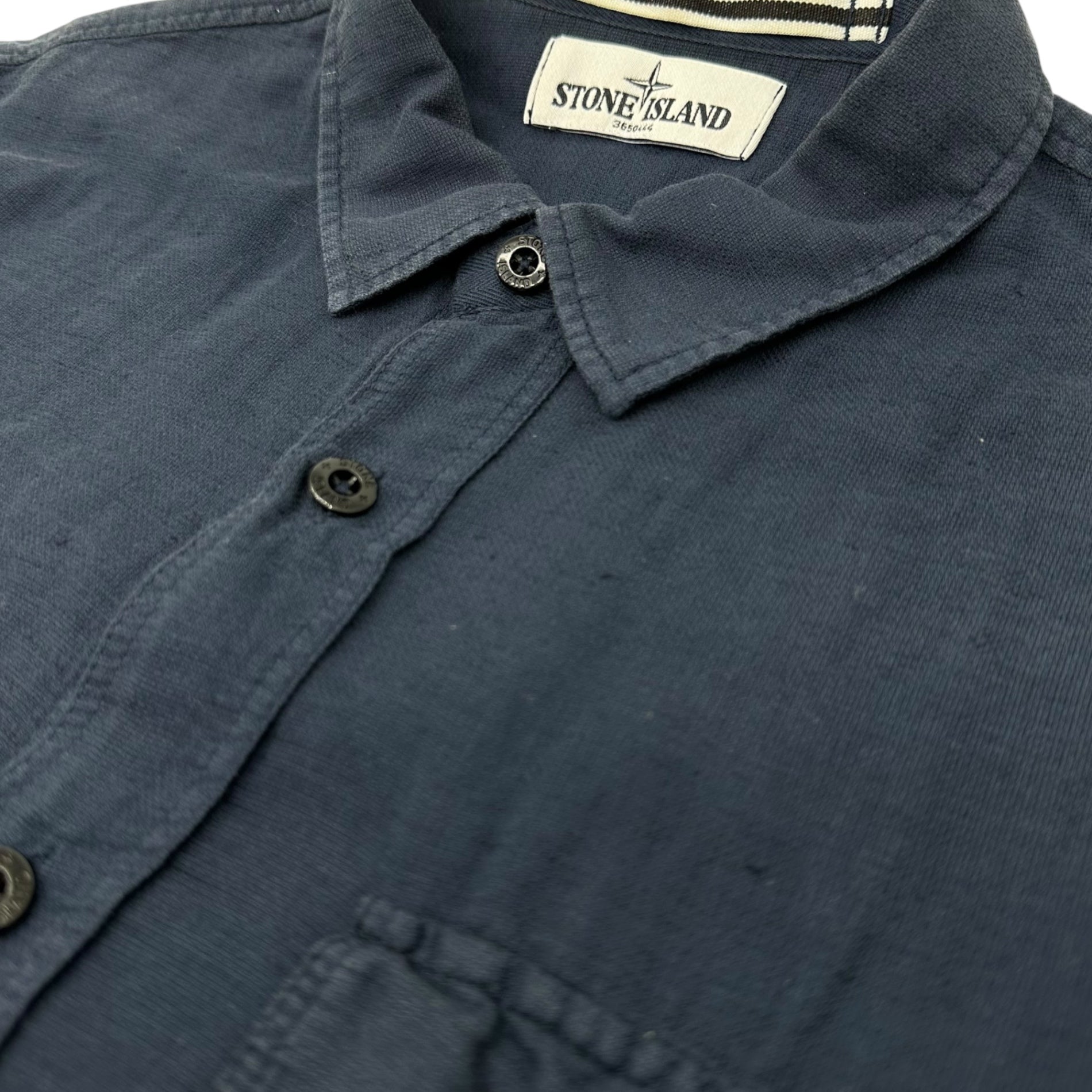 STONE ISLAND(ストーンアイランド) 13SS Front Logo Cotton Linen S/S Shirt フロント ロゴ コットン リネン 半袖 シャツ 581511704 M ネイビー