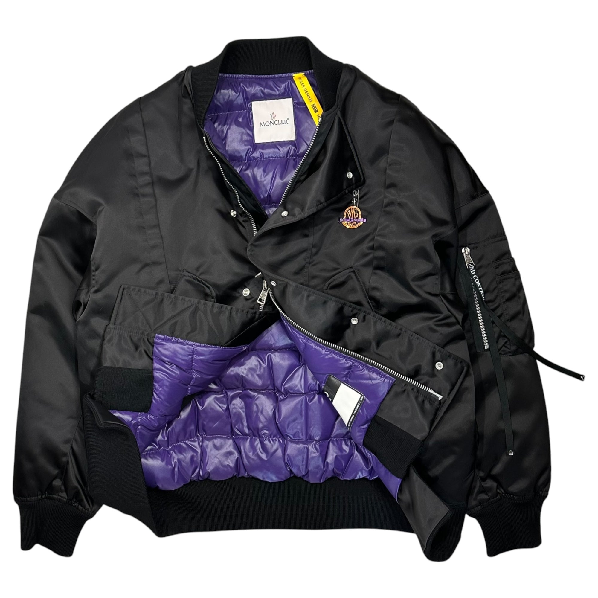 MONCLER×PALM ANGELS(モンクレール×パームエンジェルス) 19AW AXL GIUBBOTTO MA-1 ボンバー ジャケット E209L4130200 2 ブラック コラボ ペイント ブルゾン