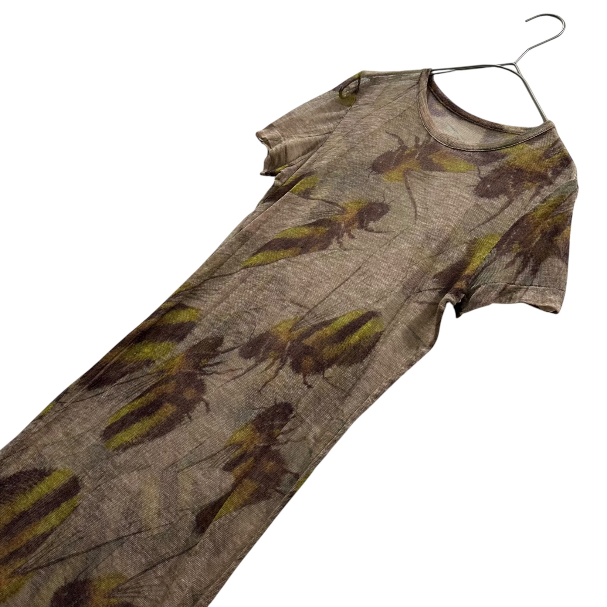 YOHJI YAMAMOTO+NOIR(ヨウジヤマモトプリュスノアール) Honey Sheer S/S Mini Dress 蜂 シアー 半袖 ミニ ワンピース 2 マルチ
