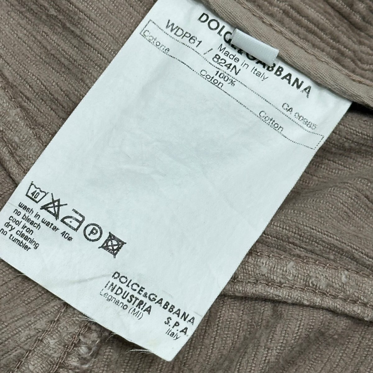 DOLCE&GABBANA(ドルチェ&ガッバーナドルガバ) 10 corso como Corduroy pants ディエチコルソコモ コムデギャルソン コーデュロイ パンツ 46 ベージュ