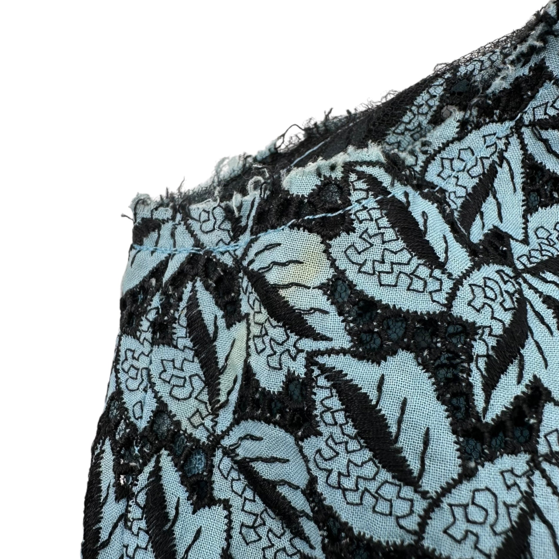 COMME des GARCONS(コムデギャルソン) 99SS Full Leaf Lace Sleeveless Dress 総 リーフ レース ノースリーブ ワンピース GO-10052M M スカイブルー×ブラック AD1998