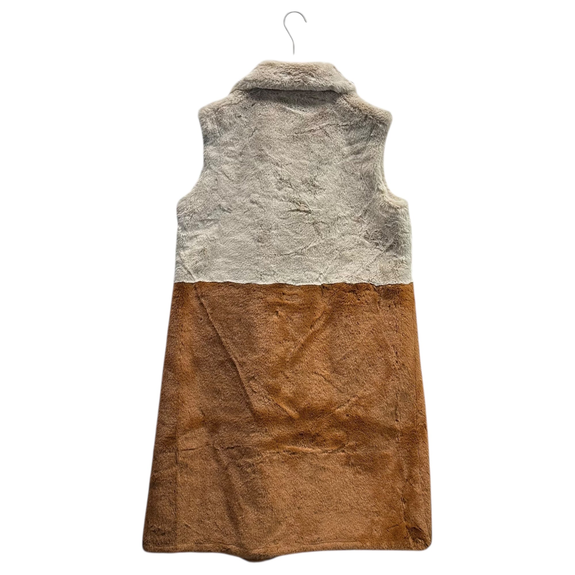 La Fiorentina(ラ・フィオレンティーナ) Long Faux Fur Reversible Vest ロング フェイクファー リバーシブル ベスト VEST-281 S/M アイボリー×ブラウン