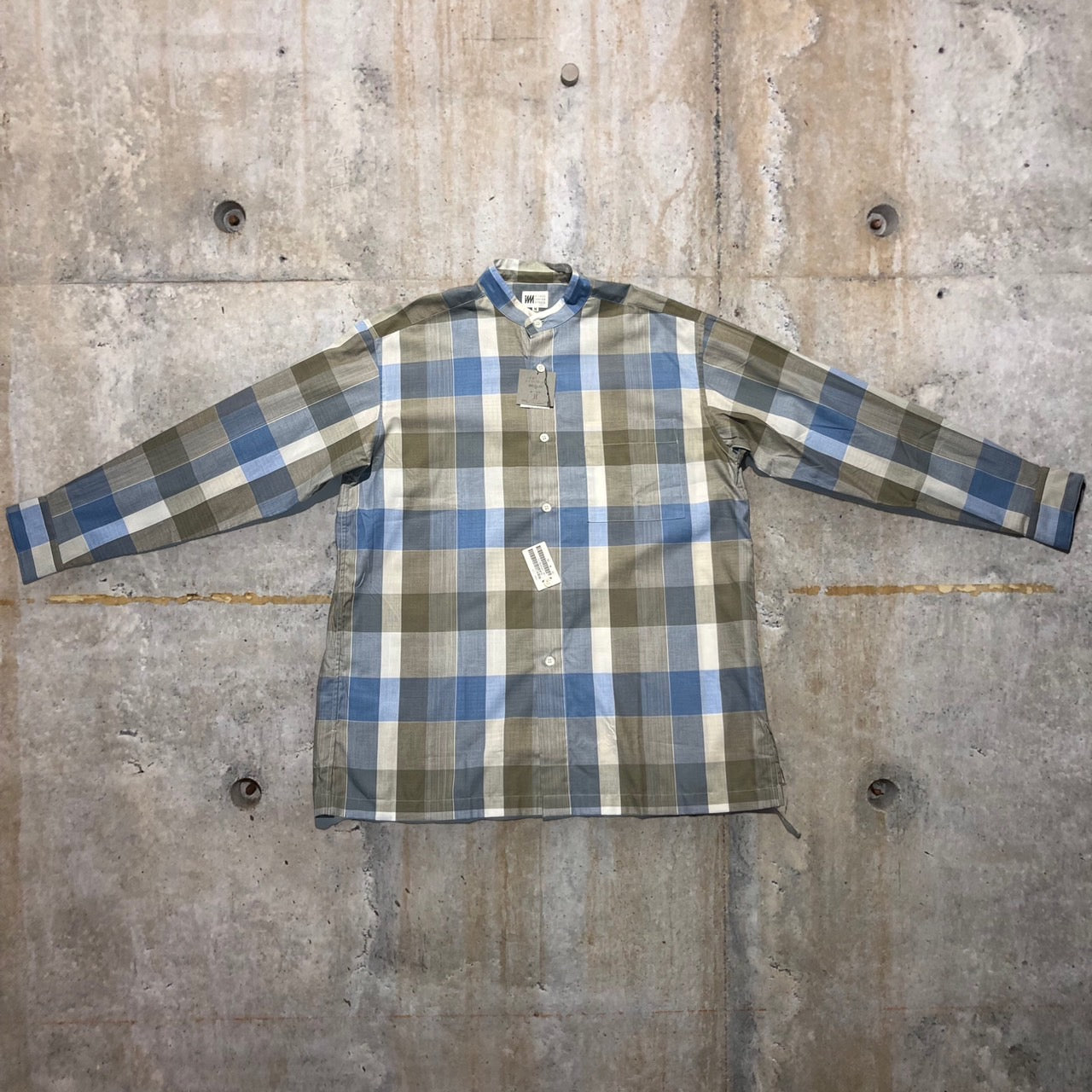 MIYAKE DESIGN STUDIO(ミヤケデザインスタジオ) 90'sチェックバンドカラーシャツ IMMT HP4408-31 M ブルー デッドストック