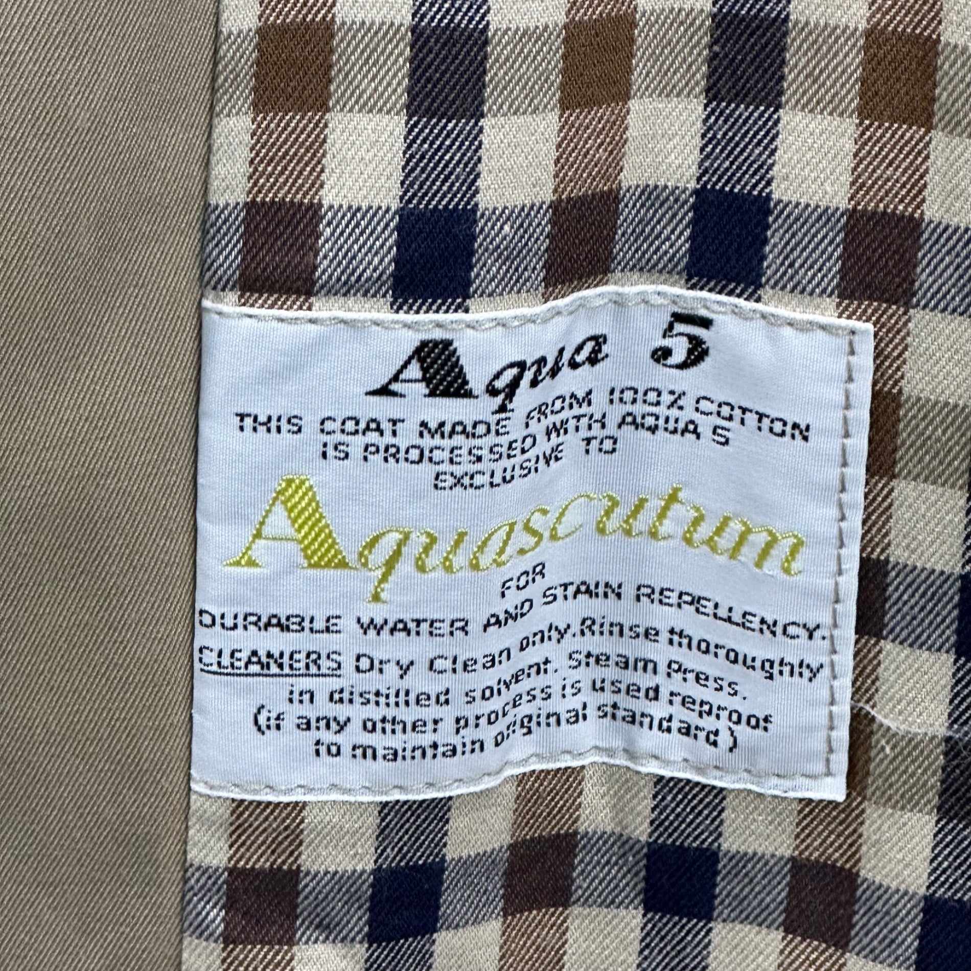 Aquascutum(アクアスキュータム) 80's England made Aqua 5 Trench coat 英国製 トレンチ コート M14(L~XL) ベージュ 80年代 チェック ロング ヴィンテージ