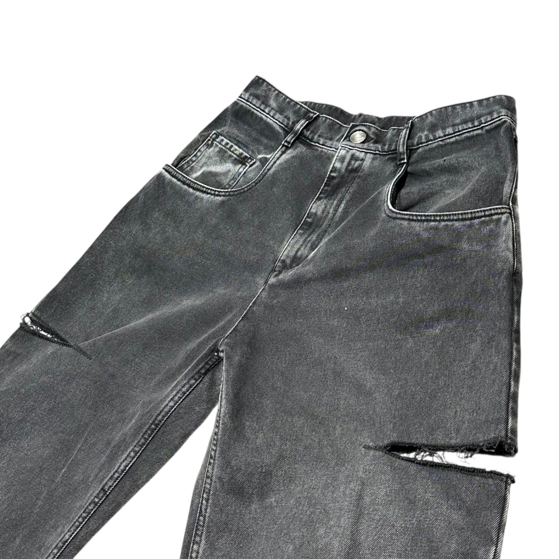 MAISON MARGIELA(メゾンマルジェラ) 24SS Slash detail cutout black denim pants スラッシュ ディテール カットアウト ブラック デニム パンツ S51LA0051 46 ブラック 稀少 メンズサイズ ①ライン