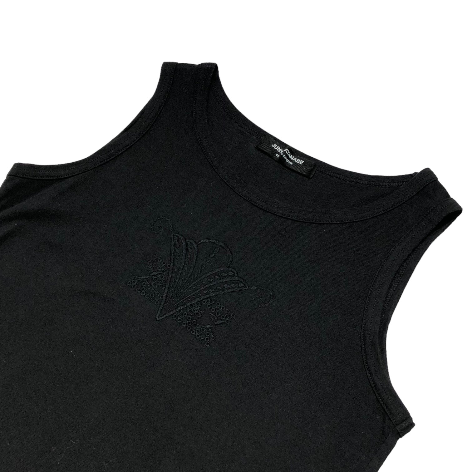 COMME des GARCONS JUNYA WATANABE(コムデギャルソンジュンヤワタナベ) 03SS sleeveless dress/フロント刺繍ノースリーブワンピース JI-T011 表記無し(FREE) ブラック AD2002 初期