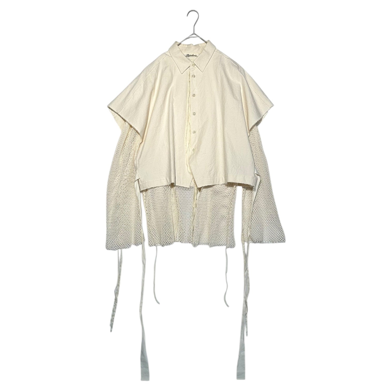 Midorikawa(ミドリカワ) 23SS Mesh layered drawcord organic shirt メッシュ レイヤード ドローコード オーガニック コットン シャツ MID23SS-SH03 FREE アイボリー