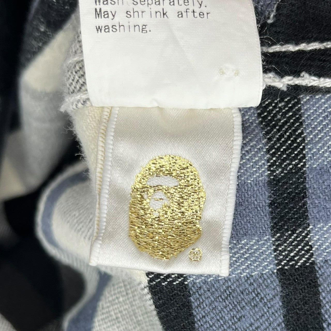 BAPE BY A BATHING APE(ベイプ バイ アベイシングエイプ) 00's tartan check flannel shirt タータンチェック フランネル シャツ L ネイビー×グレー 厚手 ジャケット