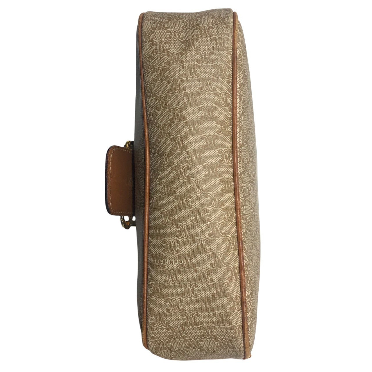 CELINE(セリーヌ) Vintage macadam gold hardware shoulder bag ヴィンテージ ゴールド 金具 マカダム ショルダー バッグ FD07 ベージュ×ブラウン 金 リボン