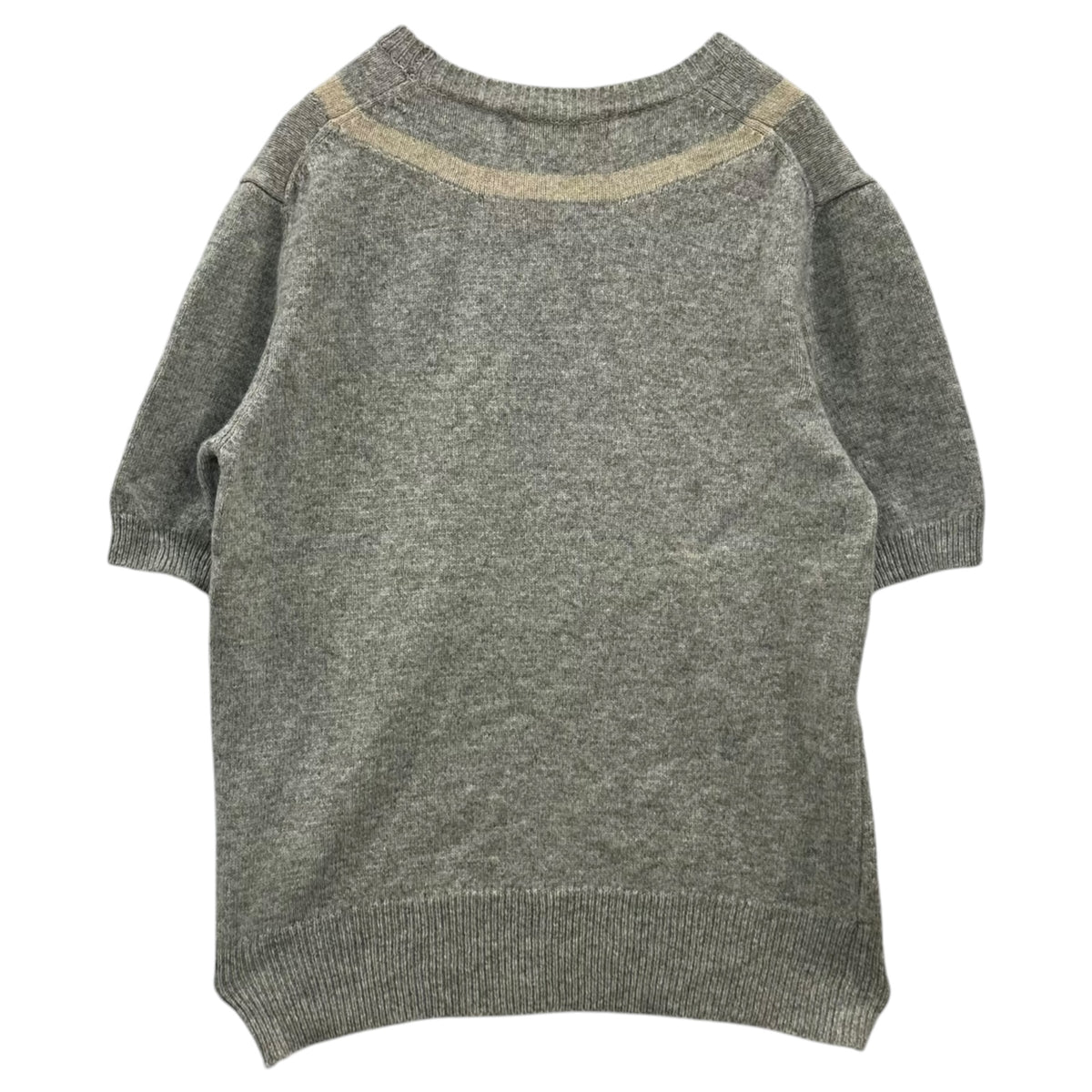 robe de chambre COMME des GARCONS(ローブドシャンブルコムデギャルソン) 1997AW Collar Line Wool Knit 襟ライン ウール 半袖 ニット RN-040010 FREE グレー AD1997
